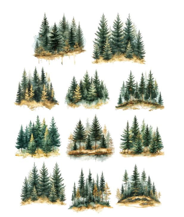 Simply Stated Design - Éphémèras Sapins «Golden Evergreen»