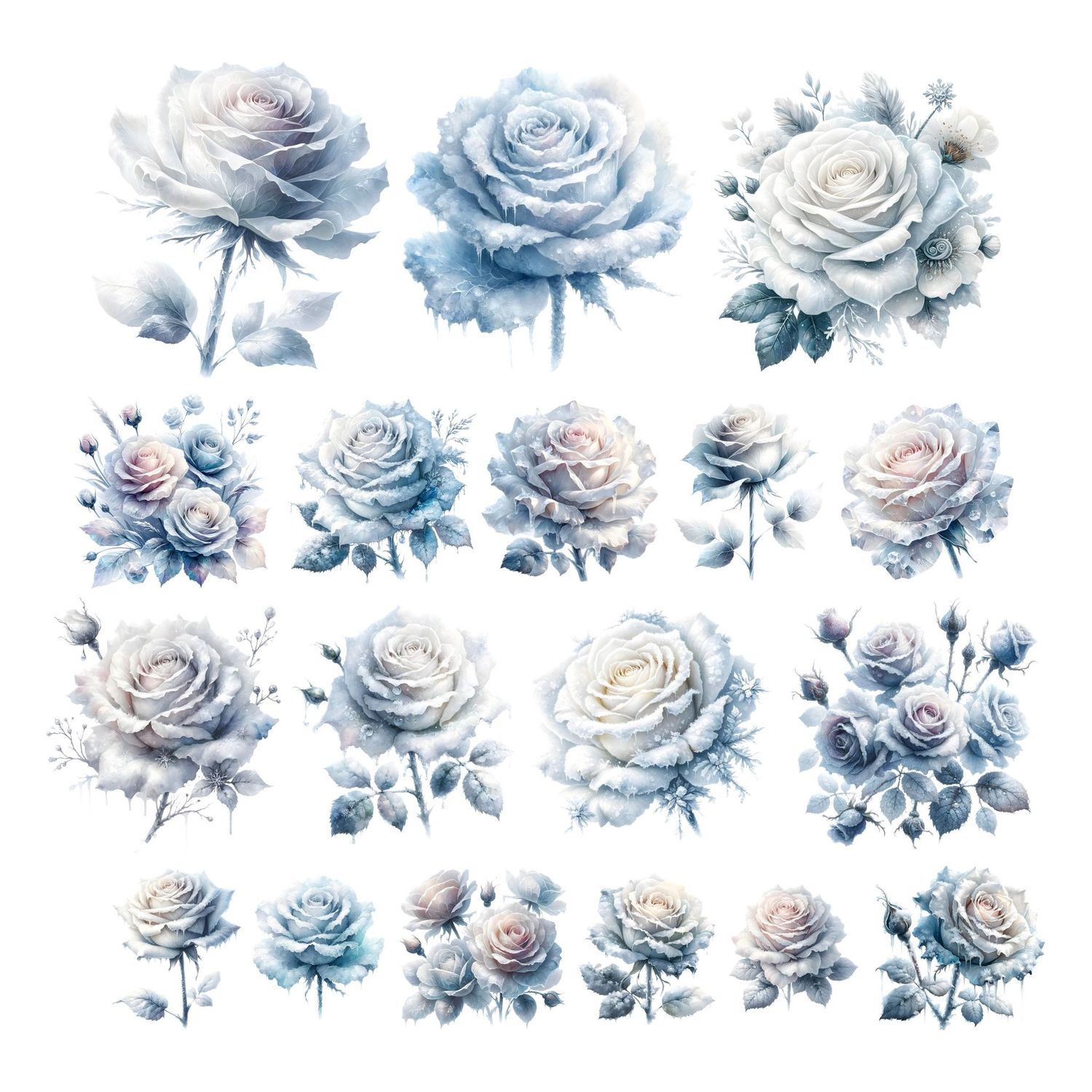 Simply Stated Design - Éphéméras Floral de la collection Forever Frost,18 pièces