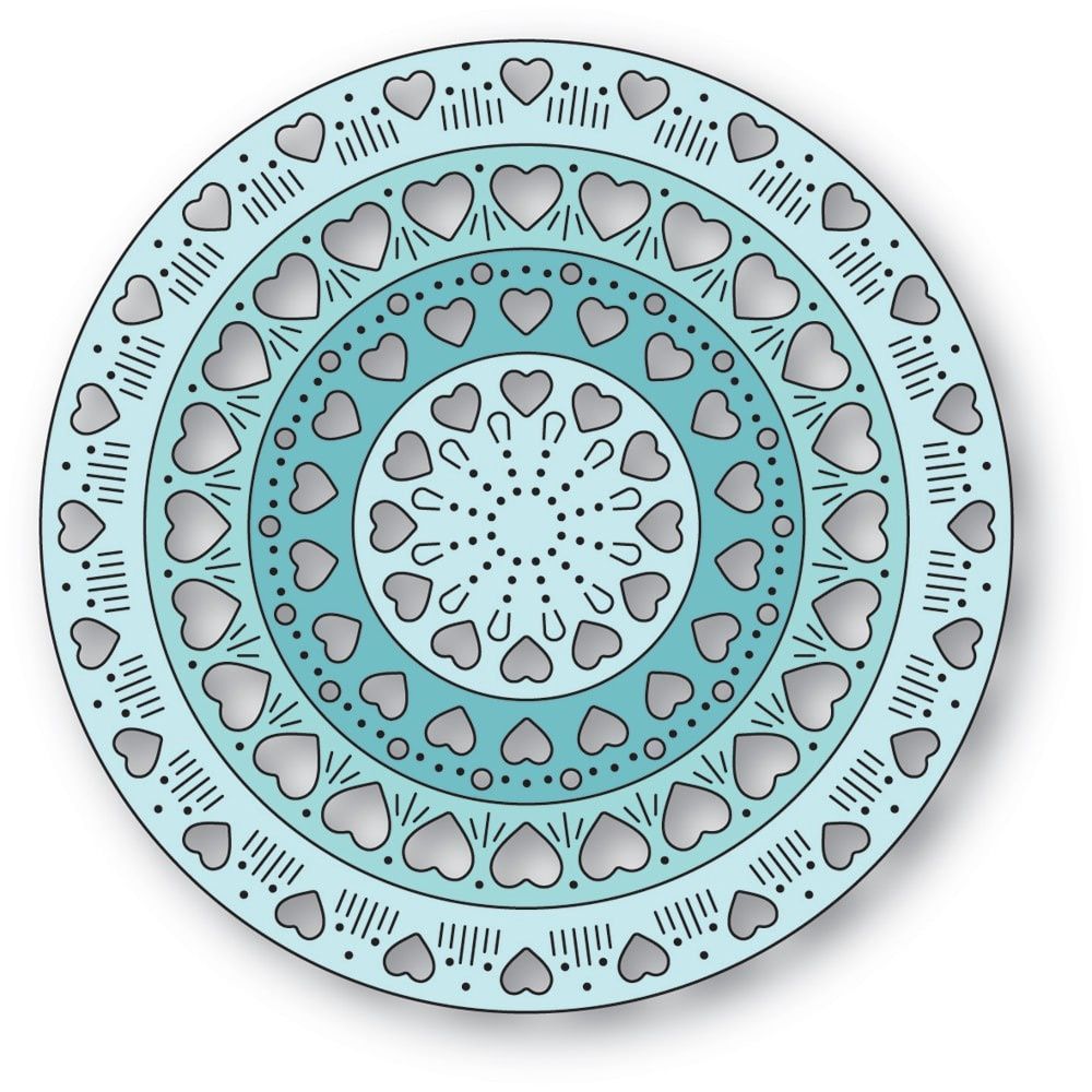 Poppy - Ensemble de dies modèle «Nordic Heart Pattern Rings»