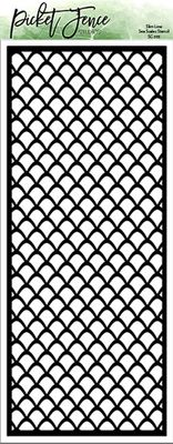 LIQUIDATION!!! Picket Fence - Stencil «Slim Line Sea Scales» 4" X 10"(Le prix indiqué est déjà réduit de 40%)