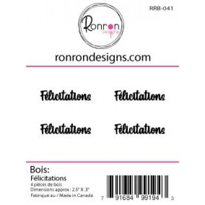 Ronron Designs - Embellissements en bois «Félicitations»