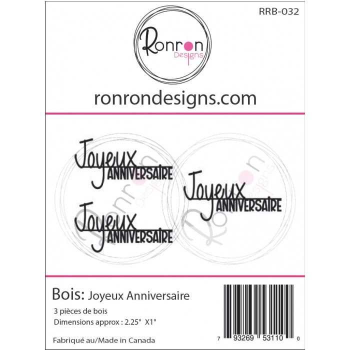 Ronron Designs - Embellissements en bois «Joyeux anniversaire»