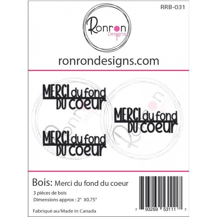 Ronron Designs - Embellissements en bois «Merci du fond du coeur»