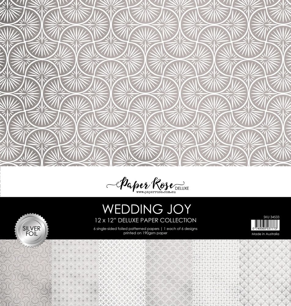 Paper Rose - Papier Wedding Joy Silver Foil, 6 feuilles recto-verso 12x12