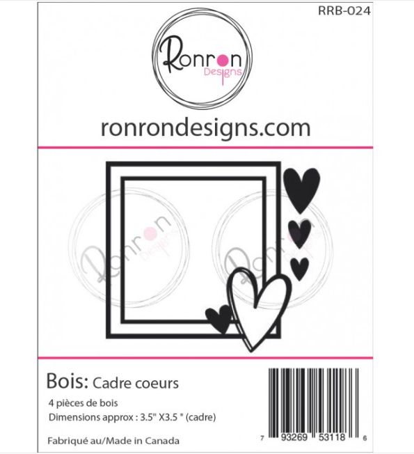 Ronron Designs - Embellissements en bois «Cadre coeurs»
