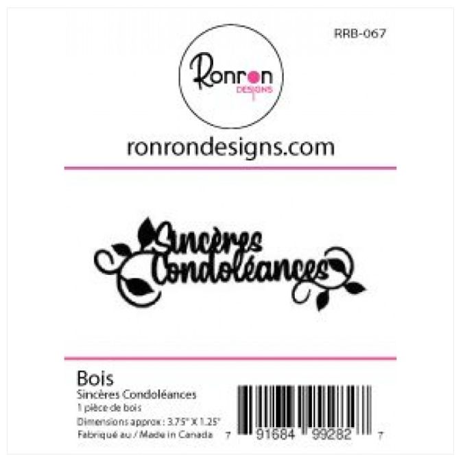 Ronron Designs - Embellissements en bois «Sincères Condoléances»