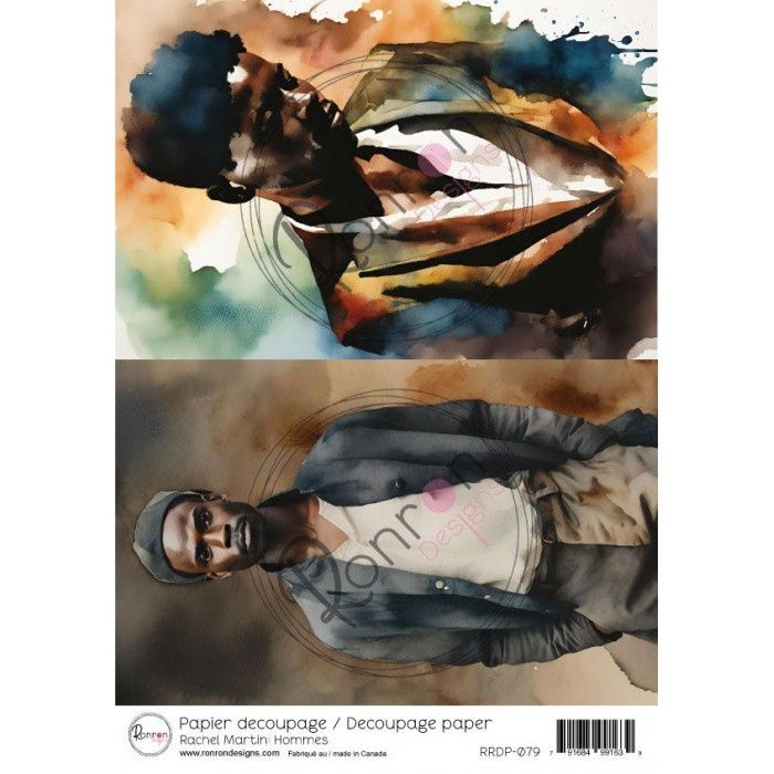 Ronron Designs - Papier de riz «Hommes» 8.25" X 11.75"