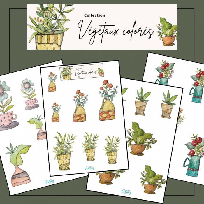 Ronron Designs - Éphémèras à découper «Végétaux Colorés»