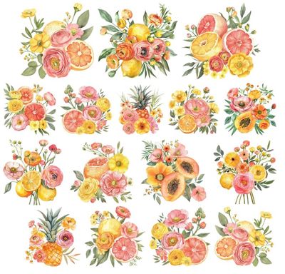LIQUIDATION!!!Simply Stated Design - Éphéméras «Sweet Summer Florals Ephemera»  (Le prix indiqué est déjà réduit de 40%)