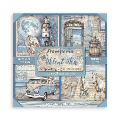 Stamperia - Papier 8" x 8" «Silent Sea/Maxi pad», 22 feuilles RECTO