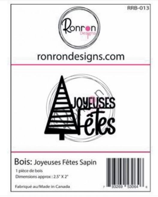 Ronron Designs - Embellissements en bois «Joyeuses Fêtes Sapin»