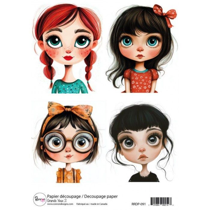 Ronron Designs - Papier de riz «Grands Yeux» 8.25" X 11.75"