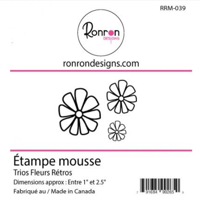 Ronron Designs - Étampe en mousse «TRios Fleurs Rétros»