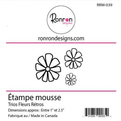 Ronron Designs - Étampe en mousse «TRios Fleurs Rétros»