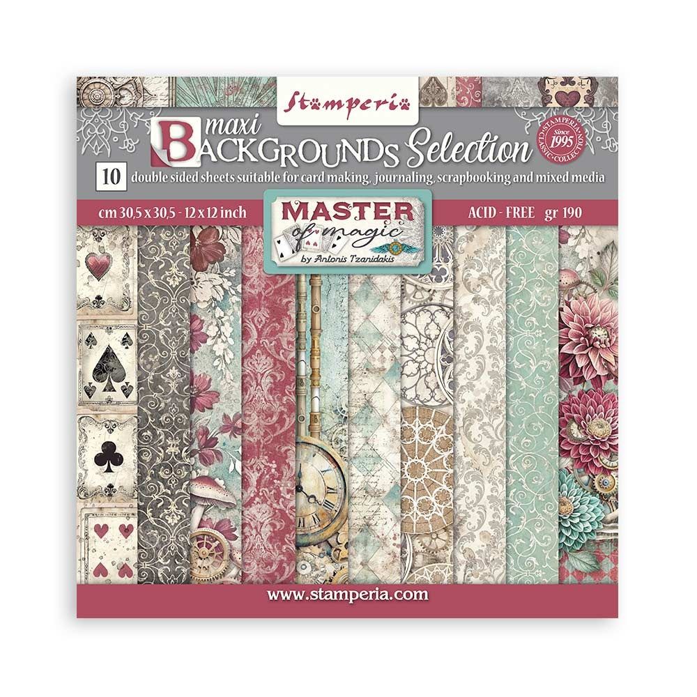 Stamperia - Papier 12" x 12" backgrounds «Master Of Magic», 10 feuilles double- face