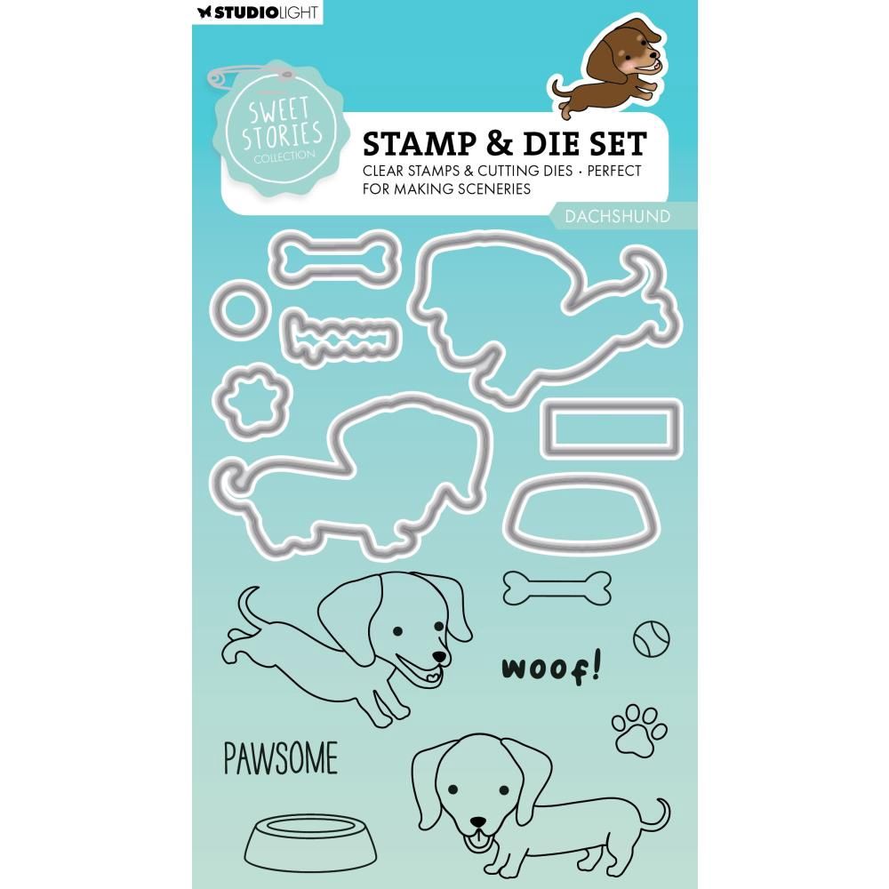 Studio Light - Die et estampes de la collection Sweet Stories modèle «Dachshund» no.78 16 pièces