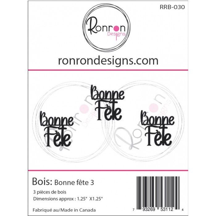 Ronron Designs - Embellissements en bois «Bonne fête 3»