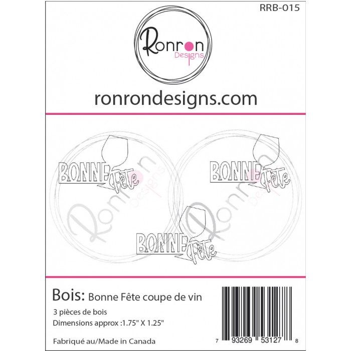 Ronron Designs - Embellissements en bois «Bonne fête coupe de vin»