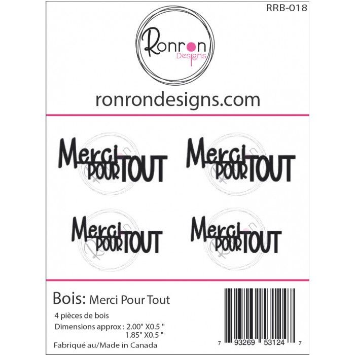 Ronron Designs - Embellissements en bois «Merci pour tout»