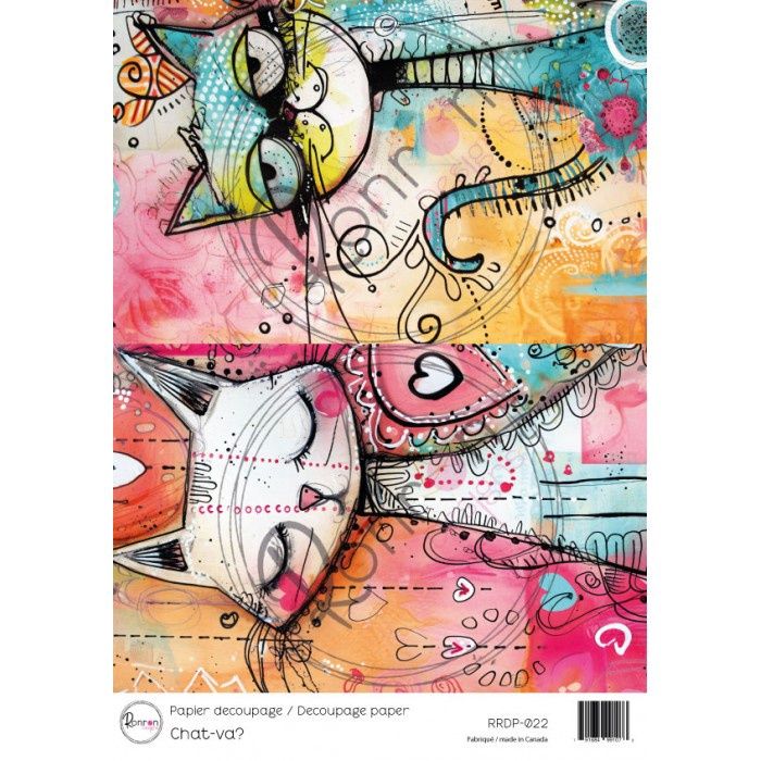 Ronron Designs - Papier de riz «Chat-va?» 8.25" X 11.75"
