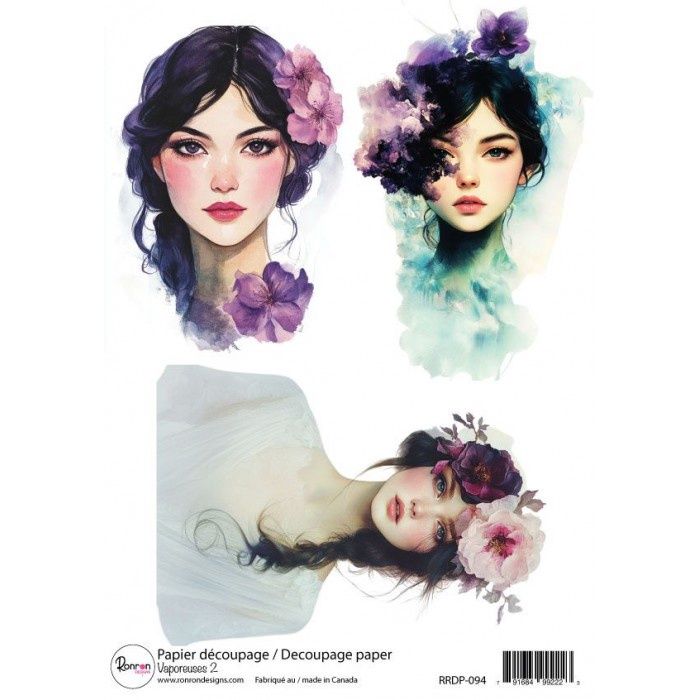 Ronron Designs - Papier de riz «Vaporeuse 2» 8.25" X 11.75"