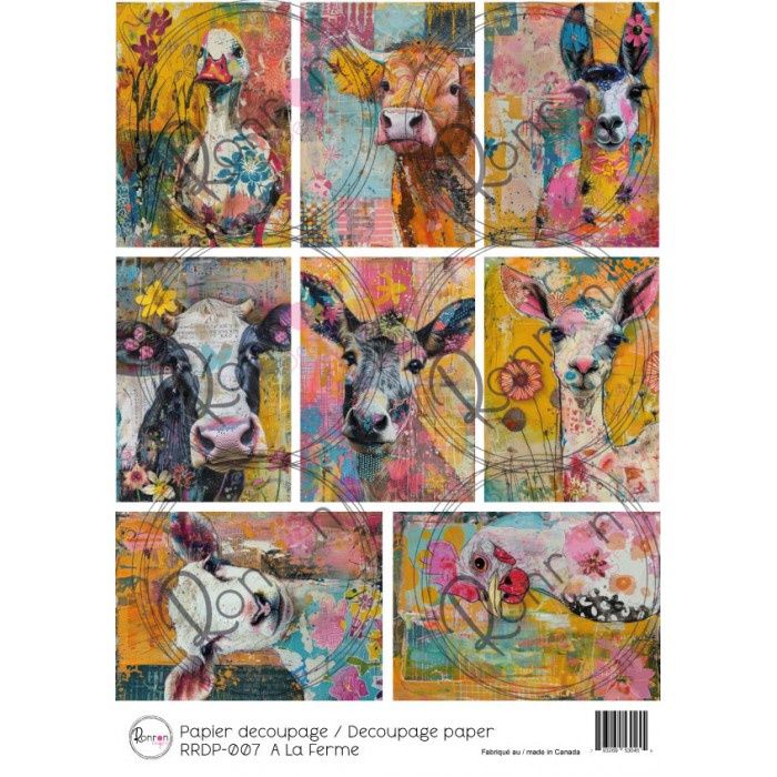Ronron Designs - Papier de riz «À la ferme» 8.25" X 11.75"