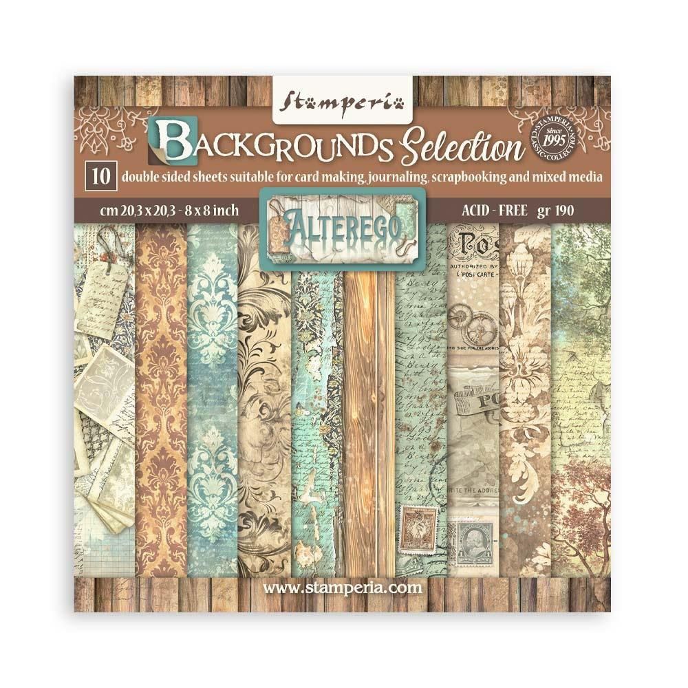 Stamperia - Papier 8" x 8" backgrounds «Alterego», 10 feuilles