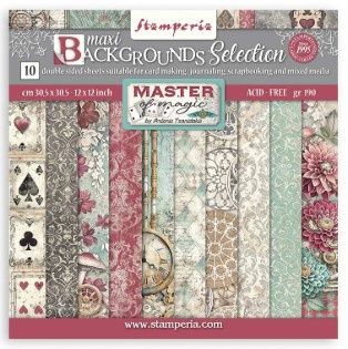 Stamperia - Papier 12" X 12" Background «Master of Magic», 10 feuilles double- face