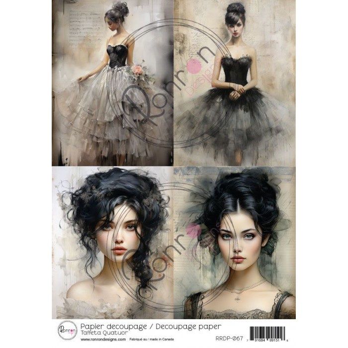 Ronron Designs - Papier de riz «Taffeta Quatuor» 8.25" X 11.75"