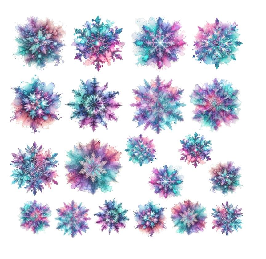 Simply Stated Design - Éphéméras «Winter Kaleidoscope Snowflakes» 20 pièces