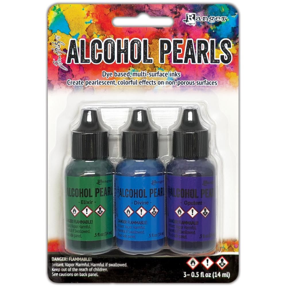 Tim Holtz - Ensemble «Alcohol Inks Pearls #6» couleur Elixir/ Divine/ Opulent