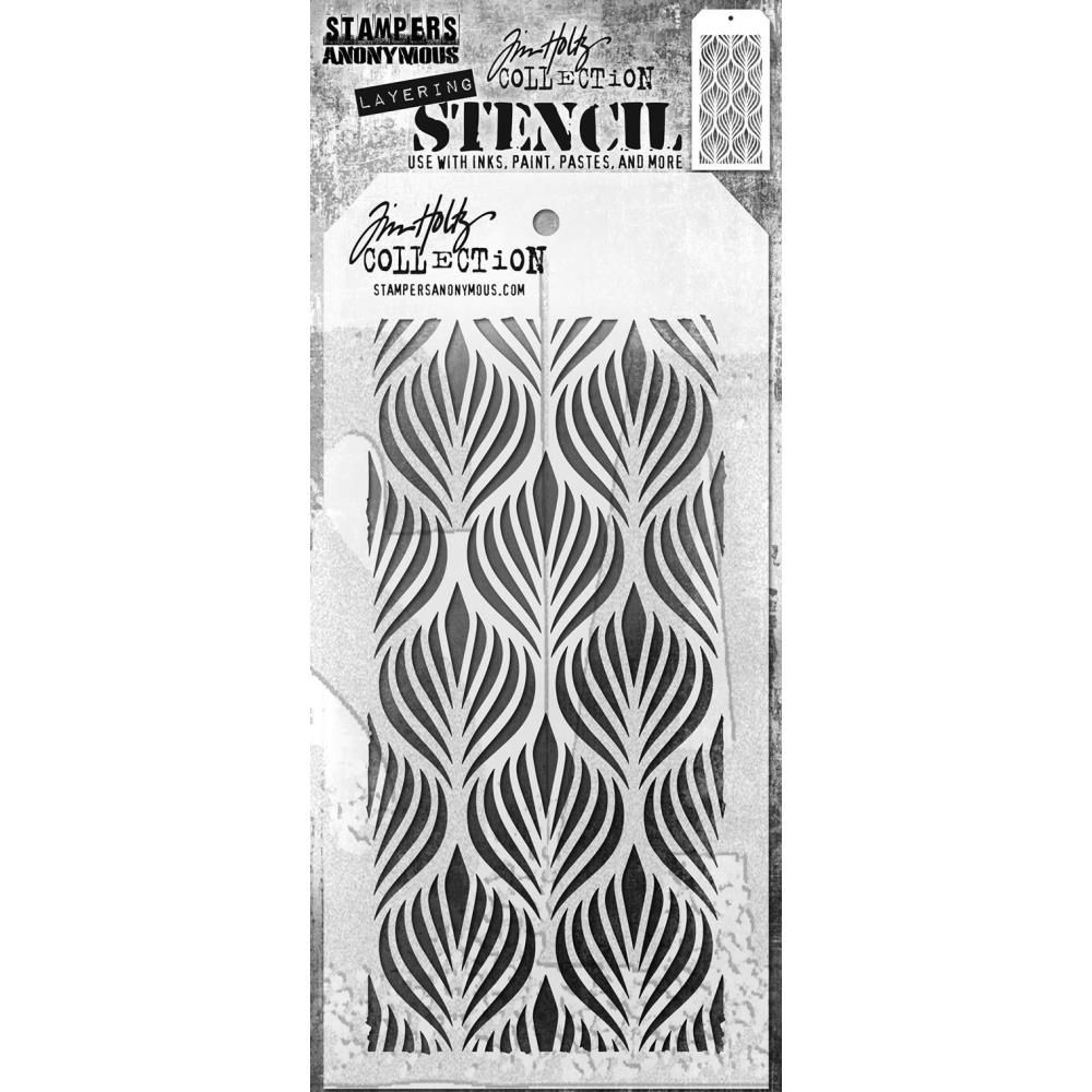 Tim Holtz - Layered Stencil «Deco Feather» 4.125" X 8.5"