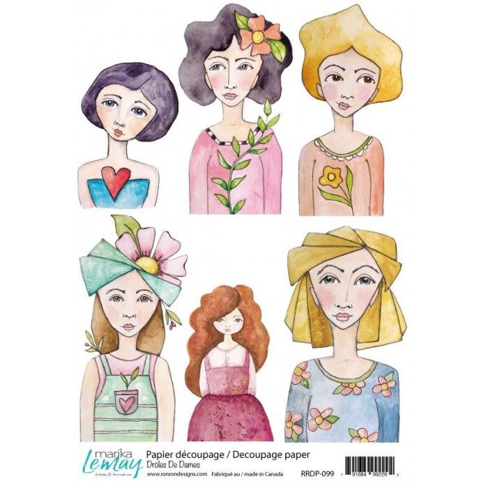 Ronron Designs - Papier de riz «Drôles de Dames» 8.25" X 11.75"