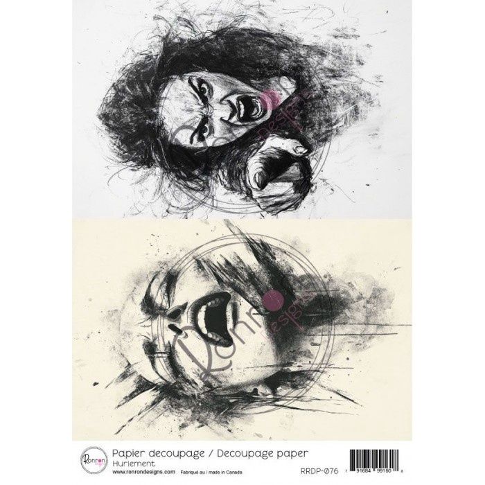 Ronron Designs - Papier de riz «Hurlement» 8.25" X 11.75"