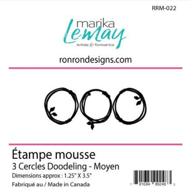 Ronron Designs - Étampe en mousse «3 Cercles Doodeling moyen»