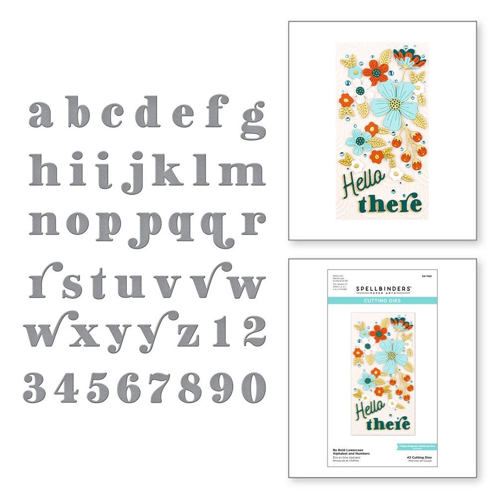 Spellbinders - Dies «Be Bold Lowercase Alphabet And Numbers» ensemble de 43 pièces