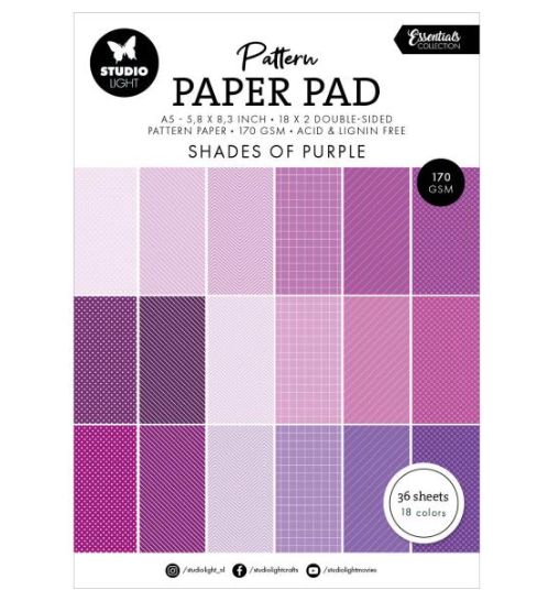 Studio Light- Paper Pad 5,8" X 8,3" «Shades Of Purple»