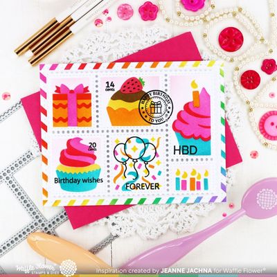 Waffle Flower - Stencil Postage Collage modèle «Cupcake»