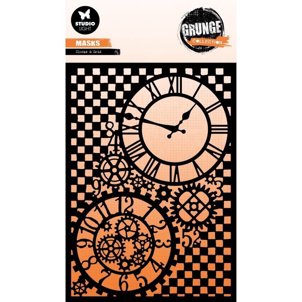 Studio Light - Stencil Collection Grunge «Clocks and Grid»