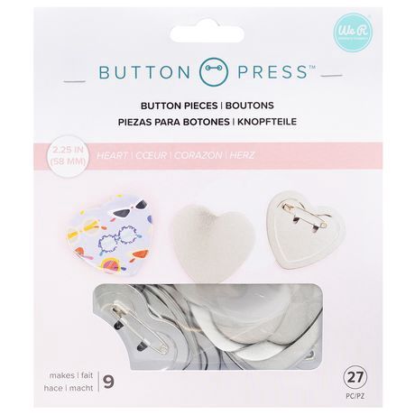 WE R Memory - «Button Press Refill Pack Heart" 9 pièces