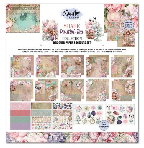3Quarter Designs - Papier collection «Positivi-Tea» 12" X 12" 10 feuilles