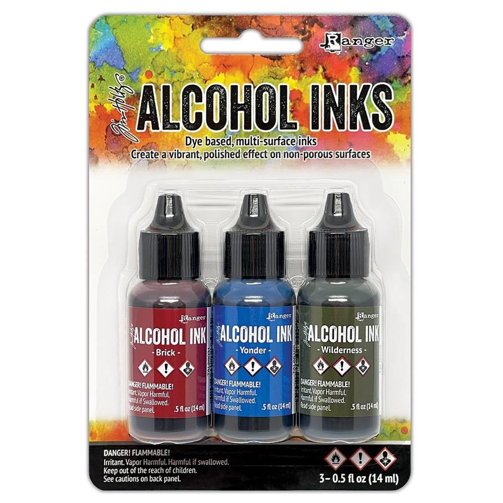Tim Holtz - Ensemble «Alcohol Inks» couleur Brick / Yonder / Wilderness