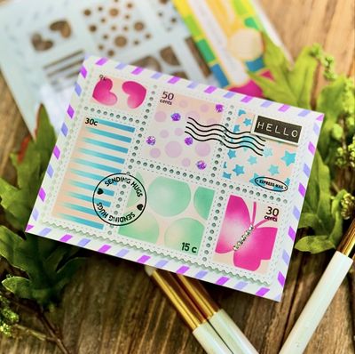 Waffle Flower - Stencil «Postage Collage Coloring »