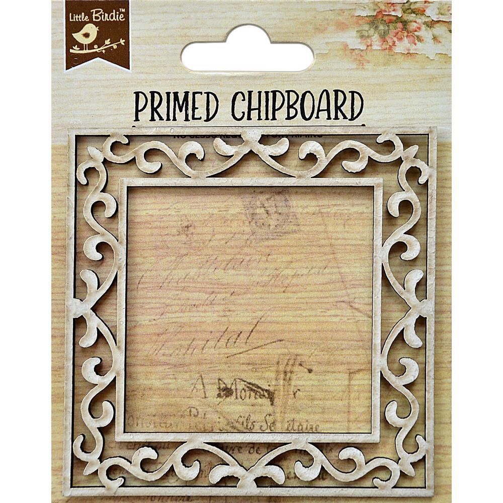 Little Birdie - Chipboard Elegant Swirl Double Square Frame