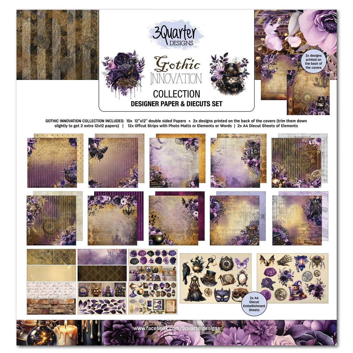 3Quarter Designs - Papier collection «Gothic Innovation» 12" X 12" 10 feuilles