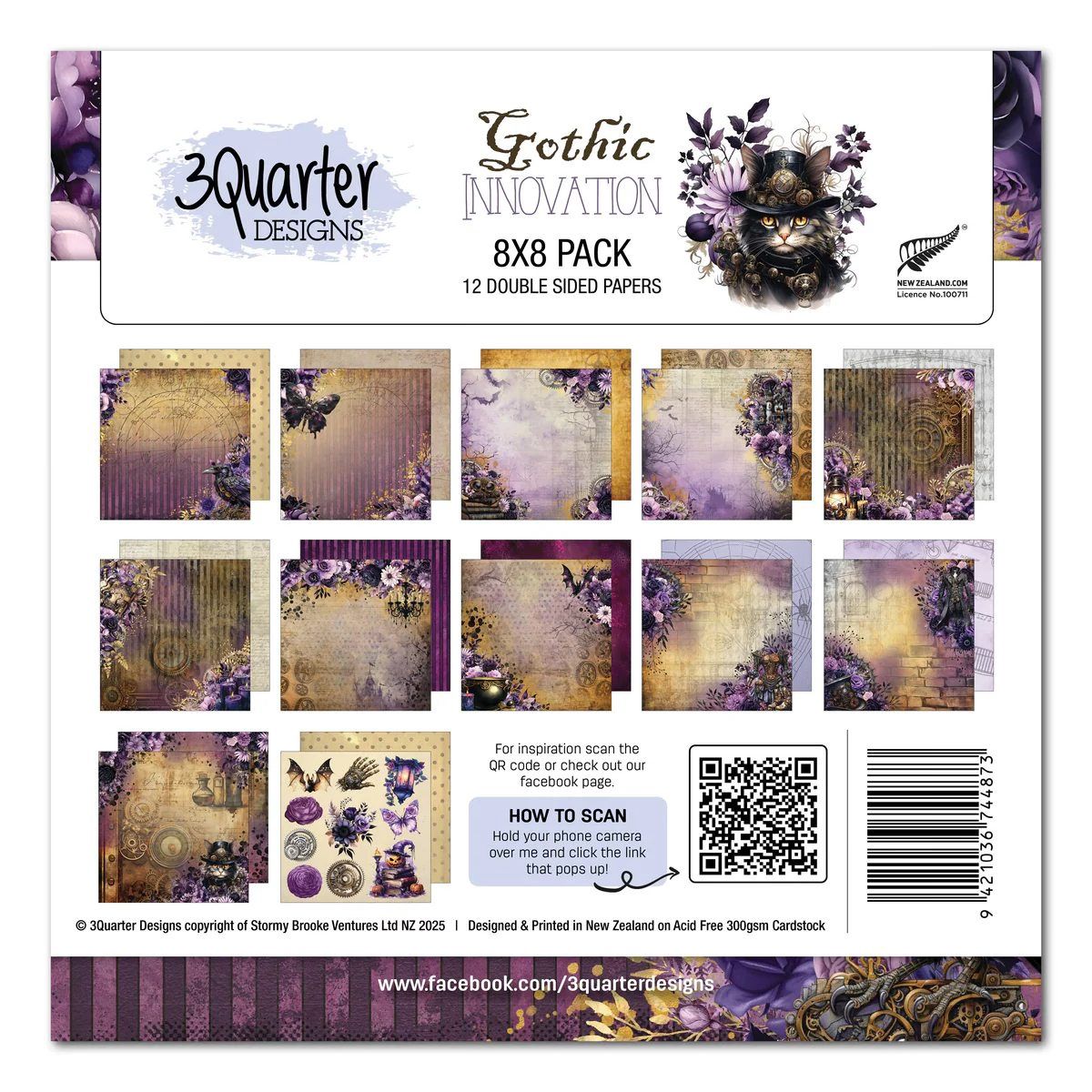 3Quarter Designs - Papier collection «Gothic Innovation» 8" X 8" 12 feuilles