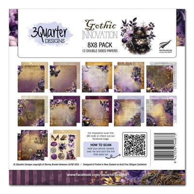 3Quarter Designs - Papier collection «Gothic Innovation» 8" X 8" 12 feuilles