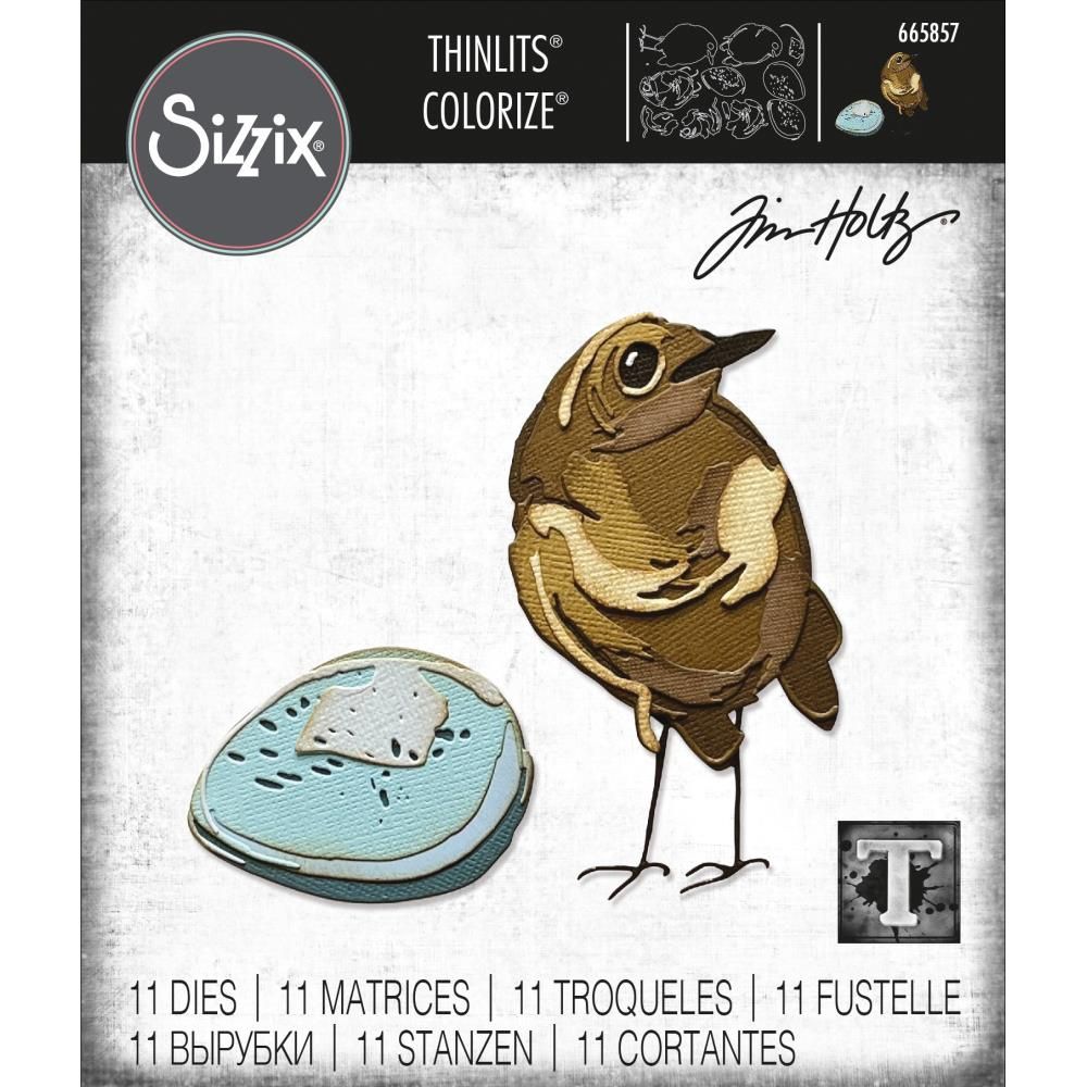 Sizzix - Thinlits Dies de Tim Holtz «Bird &amp; Egg Colorize» 11 pcs
