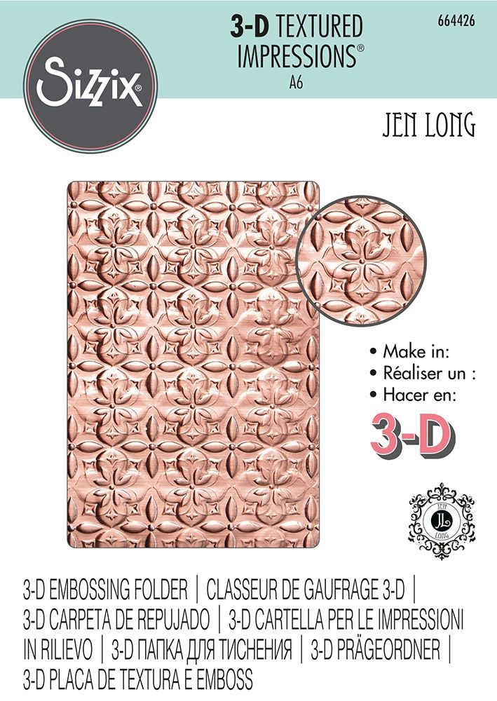 Sizzix - Plaques à embosser 3D de Tim Holtz «Adorned Tile» 4" x 6"