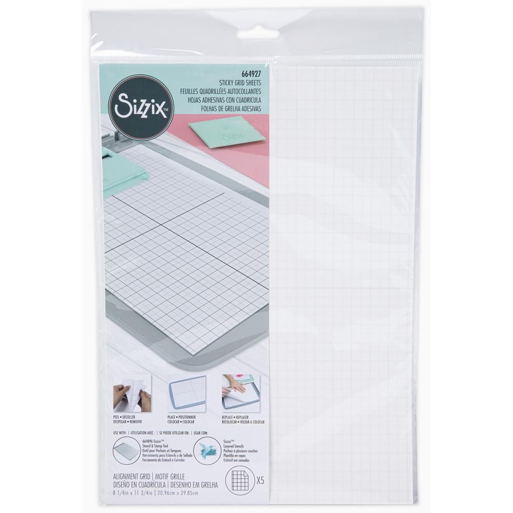 Sizzix - «Feuilles quadrillées adhésives 8 1/4"X 11 3/4"» 5/Pkg